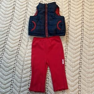 Truly scrumptious baby puffer vest reversible & pants 9 M